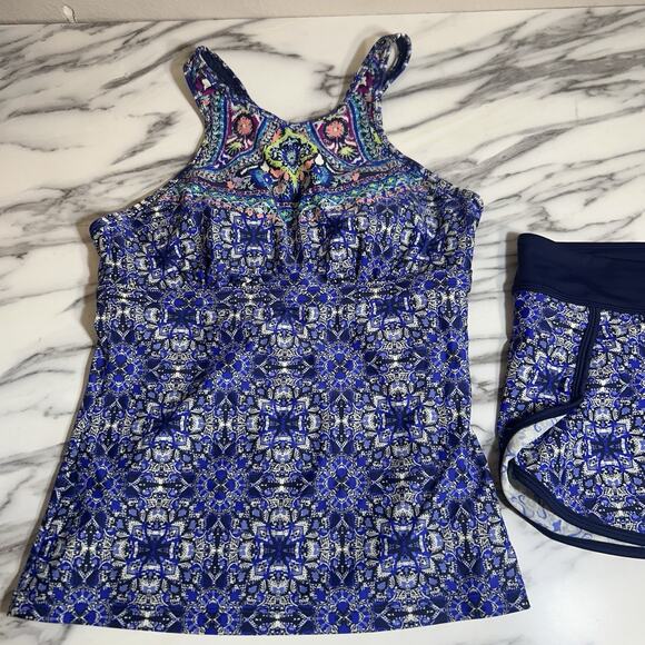 Athleta Maldives Bra Cup Tankini Bikini Swim Skirt Bottom Set 2 Piece Swimsuit S - Picture 2 of 8